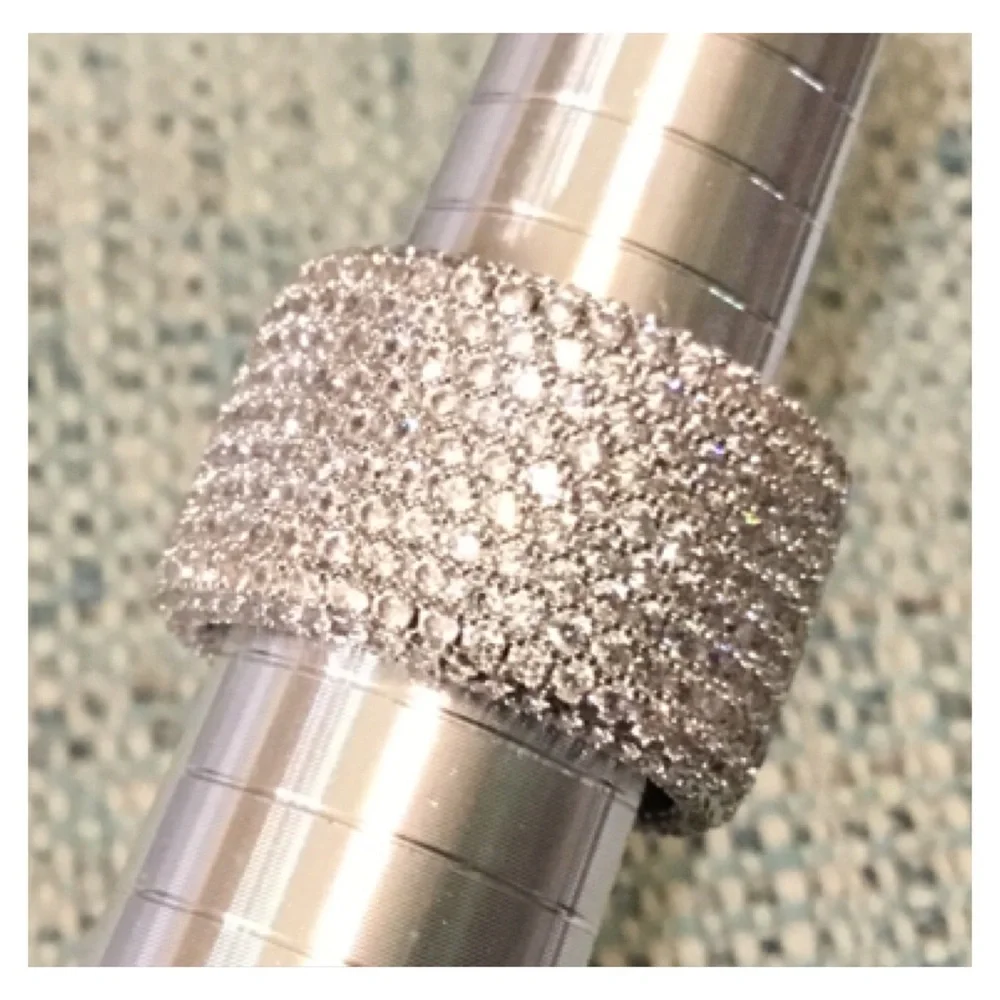New! Shiny White Silver Mini Crystals Chunky Band Ring